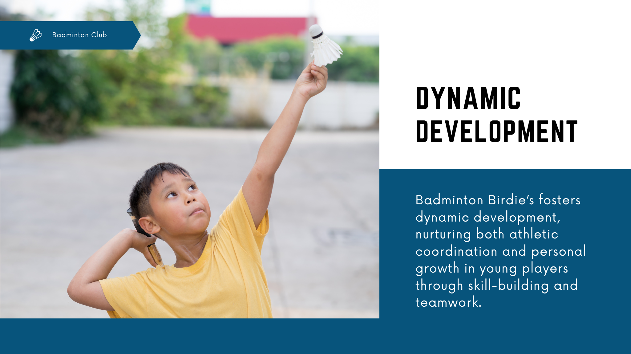 Badminton Birdie’s fosters dynamic development, nurturing both athletic coordination and personal growth in young players through skill-building and teamwork.